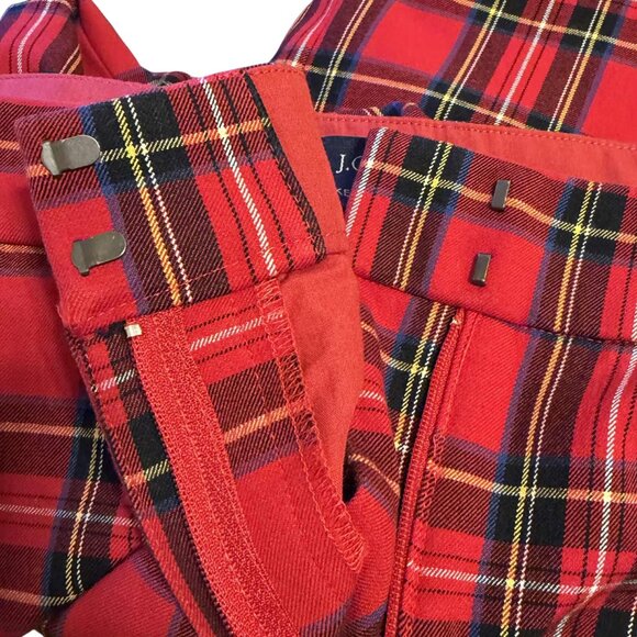 J.Crew Kelsey Pant | Red Tartan Plaid Mini-Flare Pants | Size 14 | Holiday Party - Picture 6 of 13
